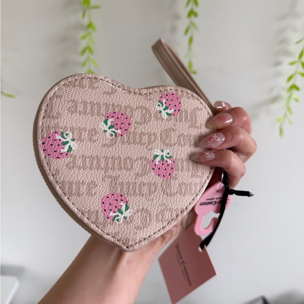 Juicy Couture Pink Heart-Shaped Wristlet with Strawberry Print - Picture 4 of 5